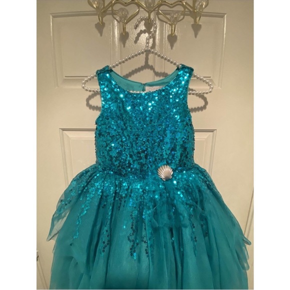 Disney Princess Ariel Mermaid Sequin Dress Birthday Party Photo Shoot - Picture 3 of 4